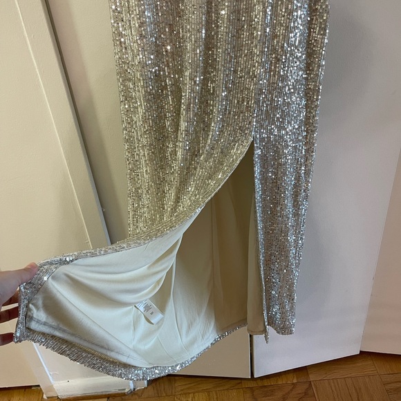 Eliza J long champagne sequin dress. - Picture 8 of 17